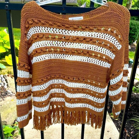 LOU & GREY for LOFT Fringestitch Cropped  Crochet top - Picture 1 of 3